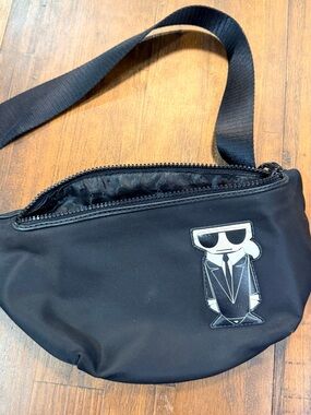 Karl Lagerfeld Black Women’s Belt Bag with Character Patch